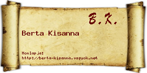 Berta Kisanna névjegykártya